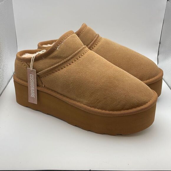 ❄️ CUSHIONAIRE Women's Genuine Suede Cozy Mule Platform SIZE 9.5 CHESTNUT ❄️ - Picture 1 of 8